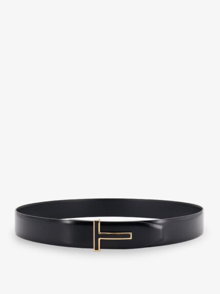 TOM FORD Leather Belt With Metal Logo Buckle