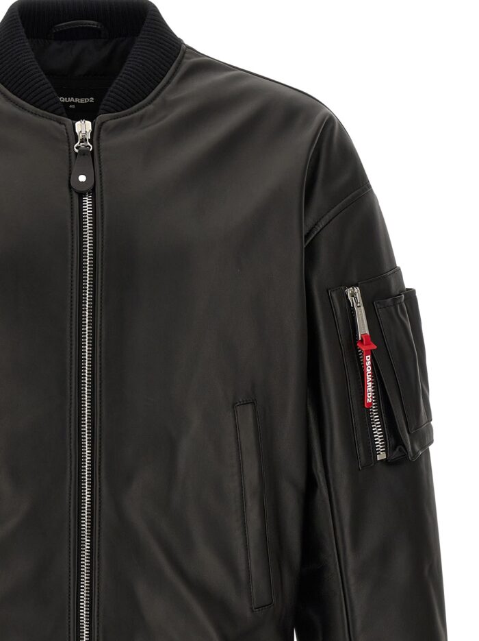Dsquared2 Leather Bomber Jacket