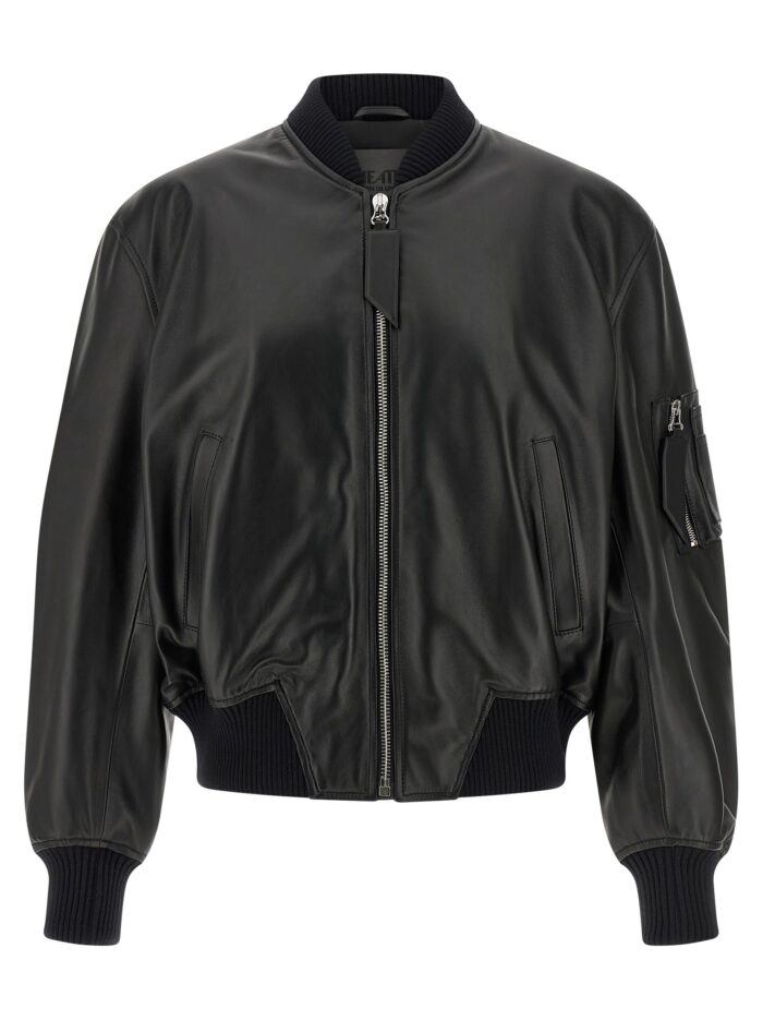 the attico leather bomber jacket The Attico Leather Bomber Jacket