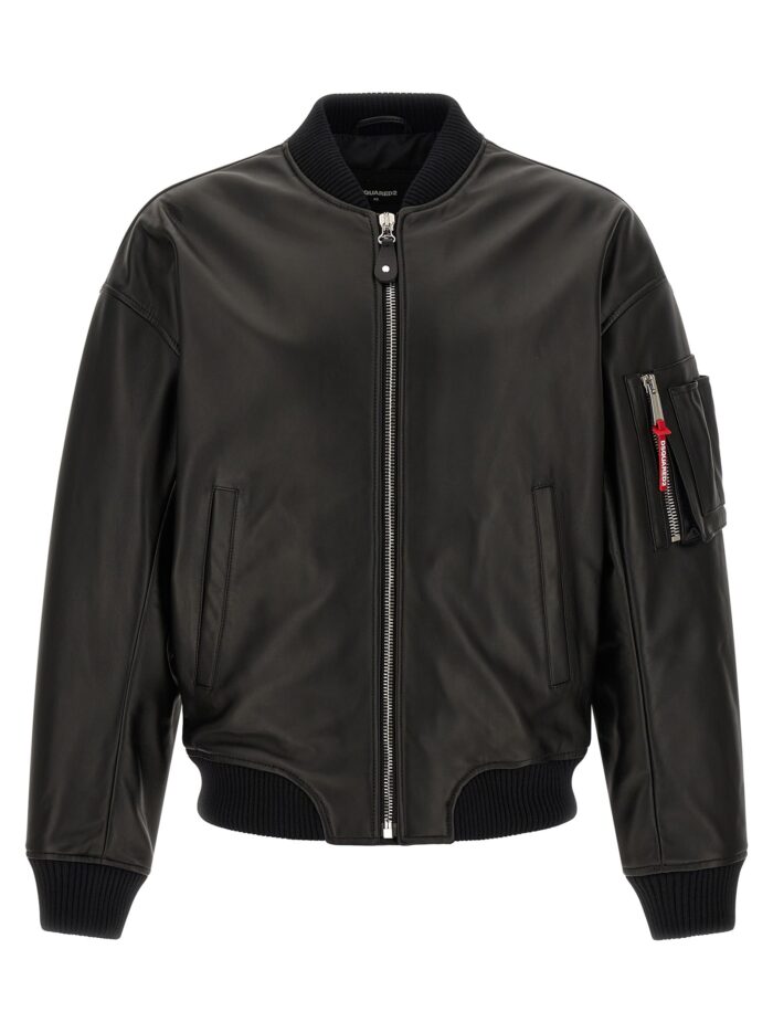 dsquared2 leather bomber jacket Dsquared2 Leather Bomber Jacket
