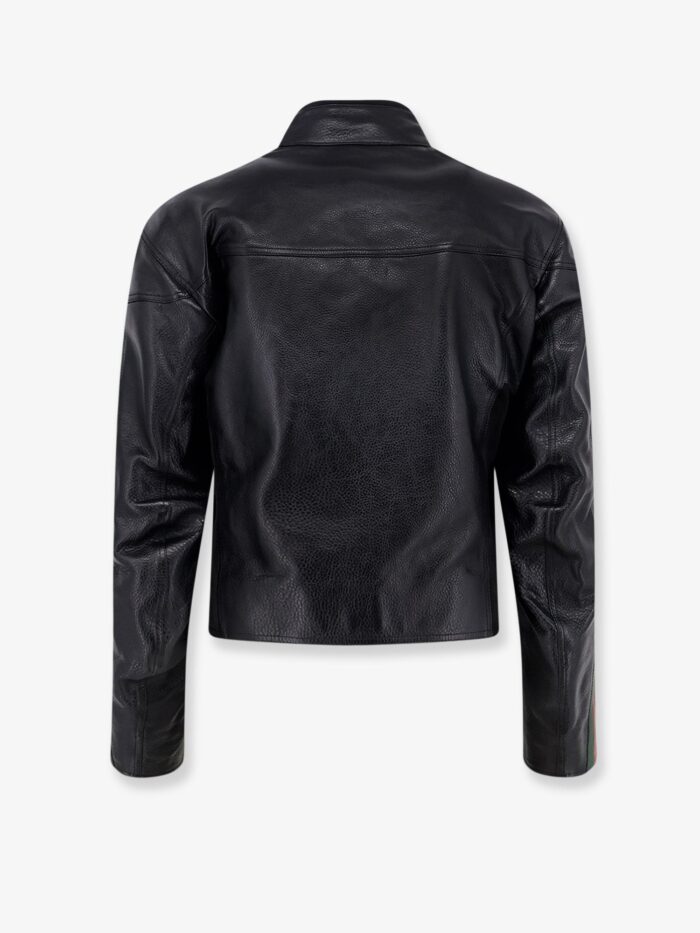 Gucci Leather Bomber With Web Details