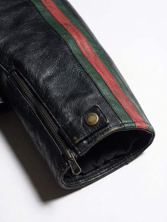 Gucci Leather Bomber With Web Details