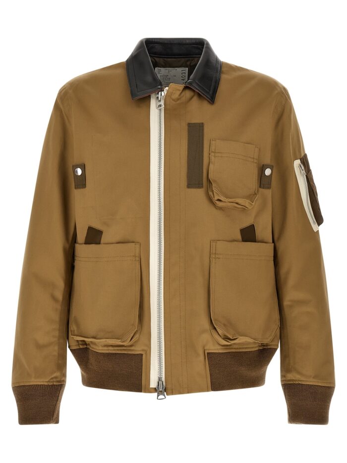sacai leather collar blouson SACAI Leather Collar Blouson