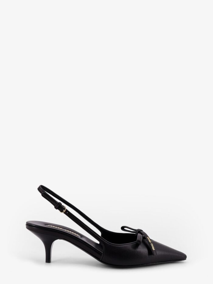 Miu Miu Leather Décolleté With Logo Bow Detail