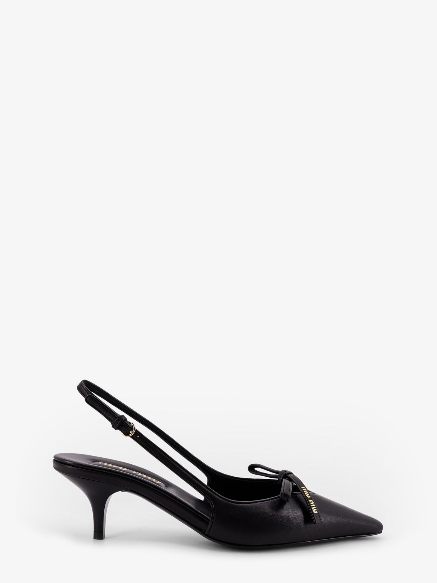 Miu Miu Leather Décolleté With Logo Bow Detail