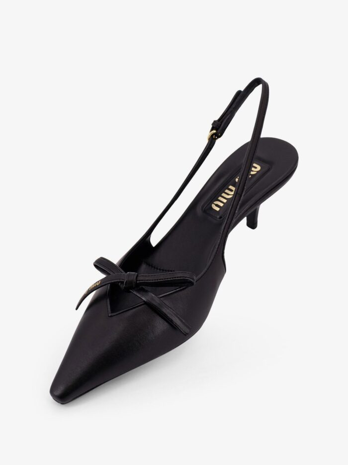 Miu Miu Leather Décolleté With Logo Bow Detail