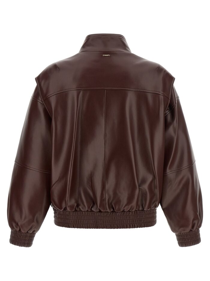 TWIN SET Leather Effect Bomber Jacket