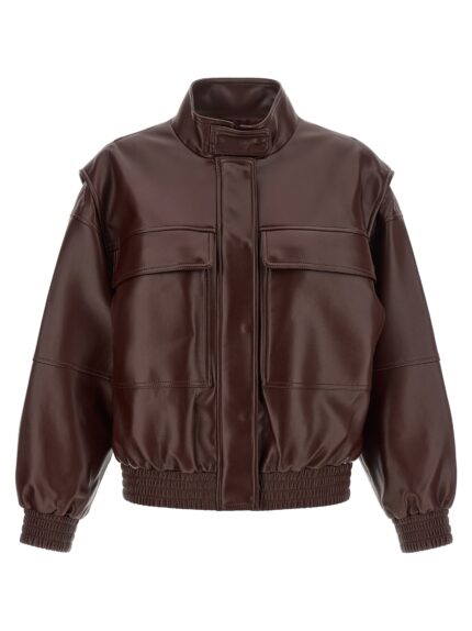 TWIN SET Leather Effect Bomber Jacket