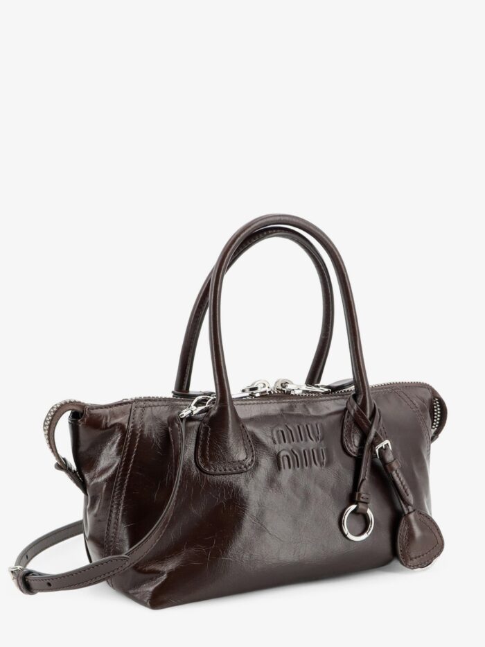 Miu Miu Leather Handbag With Embossed Lettering Logo