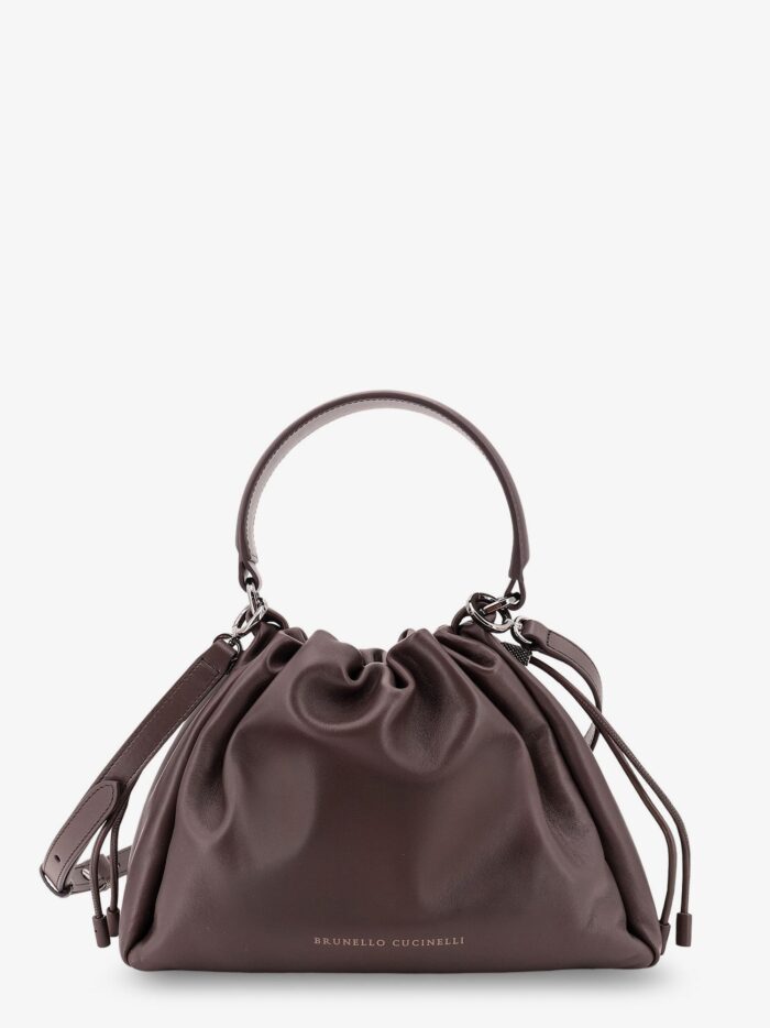 brunello cucinelli leather handbag with monile detail Brunello Cucinelli Leather Handbag With Monile Detail