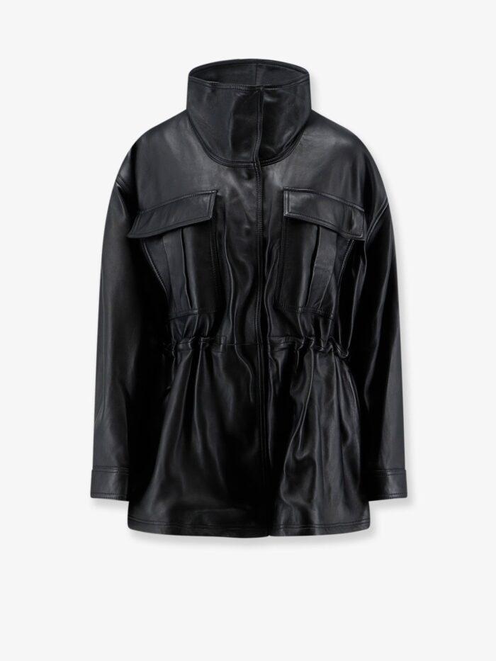 rohe leather jacket with adjustable drawstring waist ROHE Leather Jacket With Adjustable Drawstring Waist