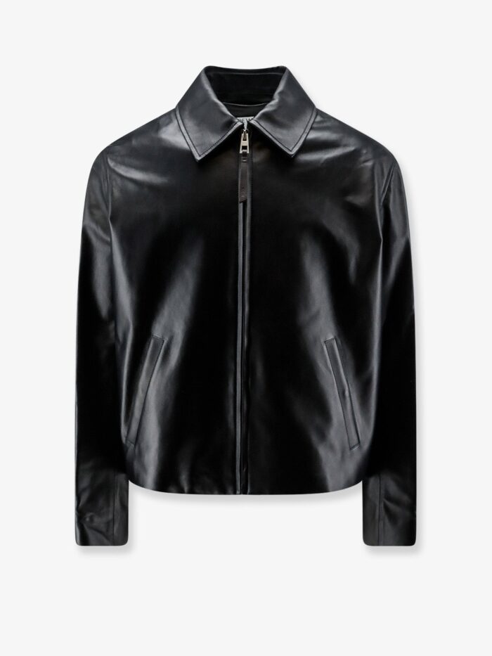 loewe leather jacket with back logo patch LOEWE Leather Jacket With Back Logo Patch