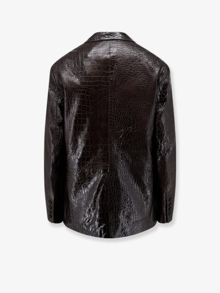ALYSI Leather Jacket With Croco Print