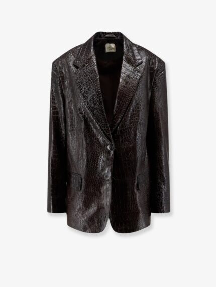 ALYSI Leather Jacket With Croco Print
