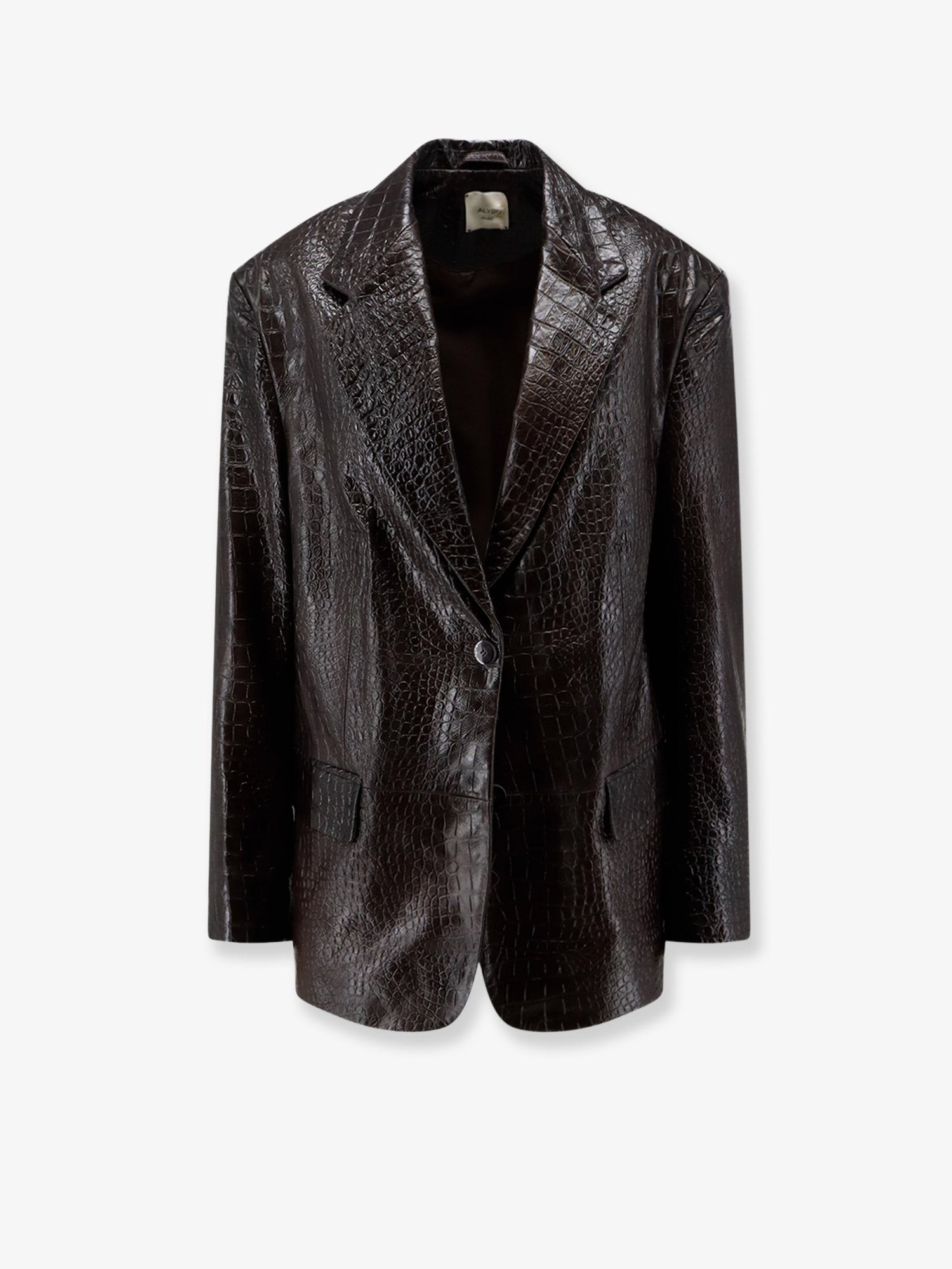 ALYSI Leather Jacket With Croco Print