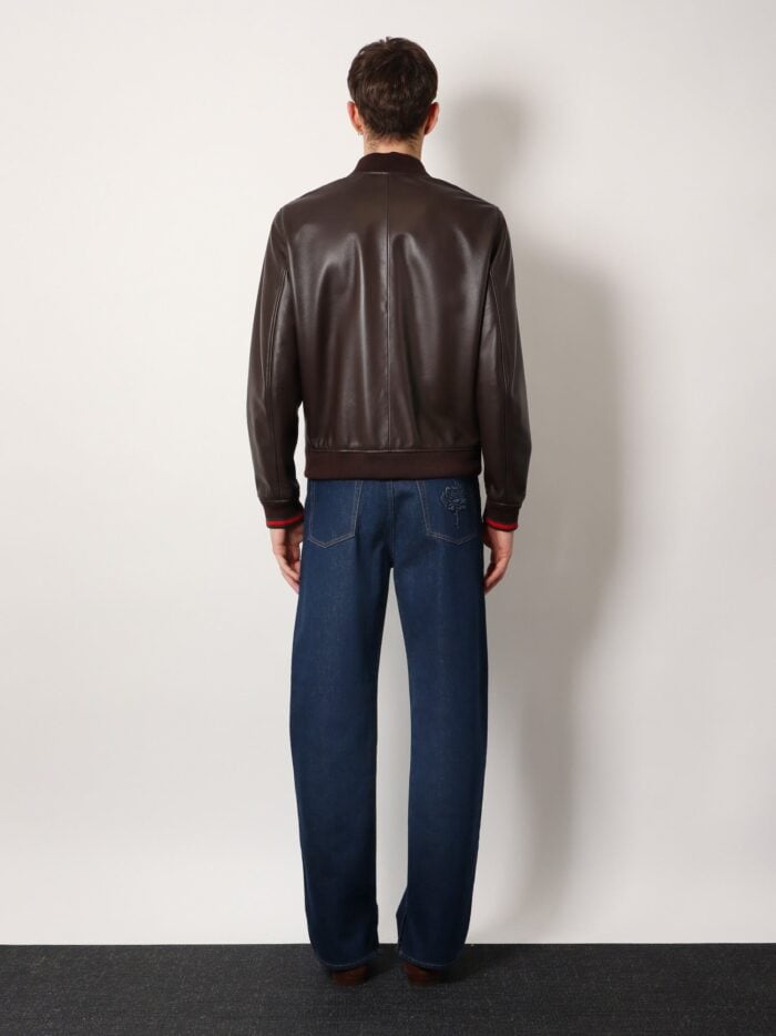 Leather Jacket With Gucci Embossed Detail