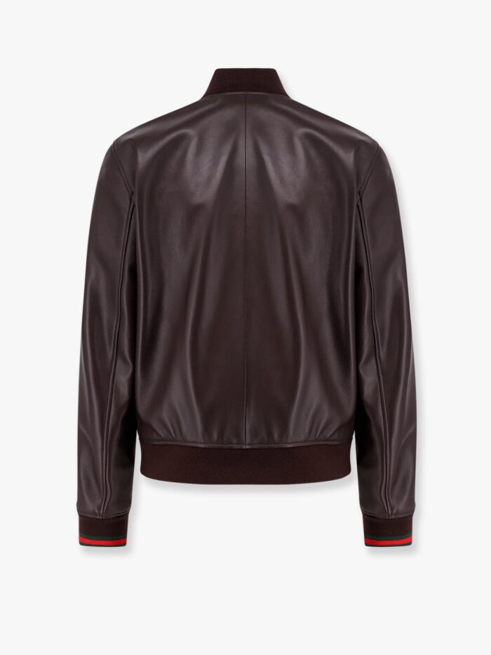 Leather Jacket With Gucci Embossed Detail