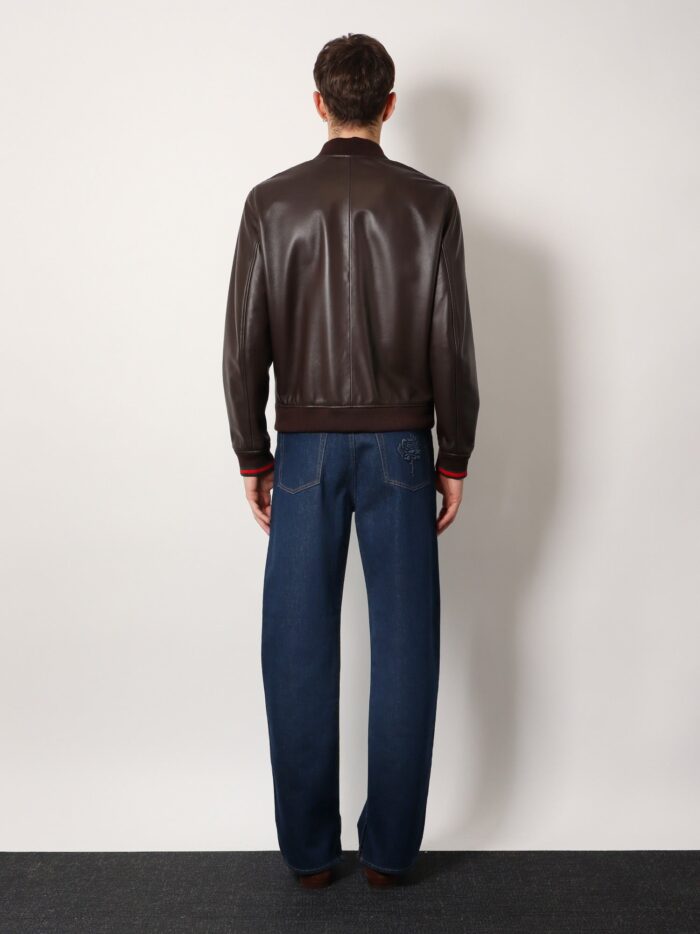 Leather Jacket With Gucci Embossed Detail