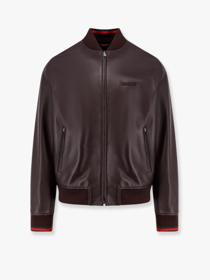 Leather Jacket With Gucci Embossed Detail