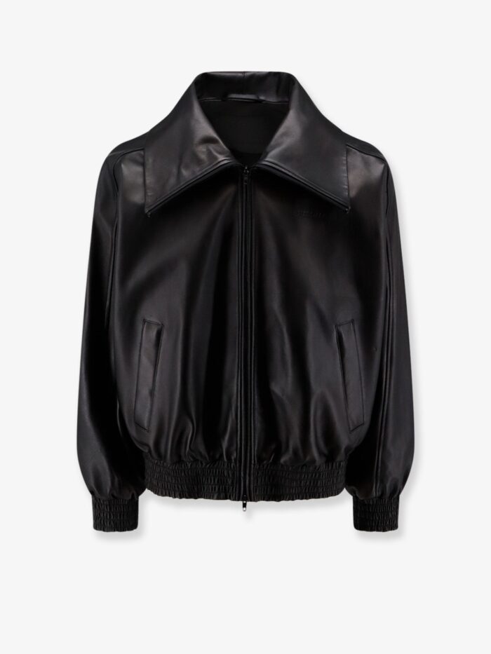 Balenciaga Leather Jacket With Logo Detail