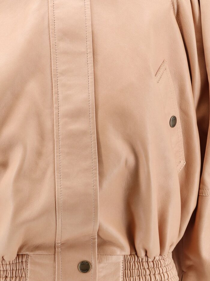 CHLOE' Leather Jacket With Stitched Profiles