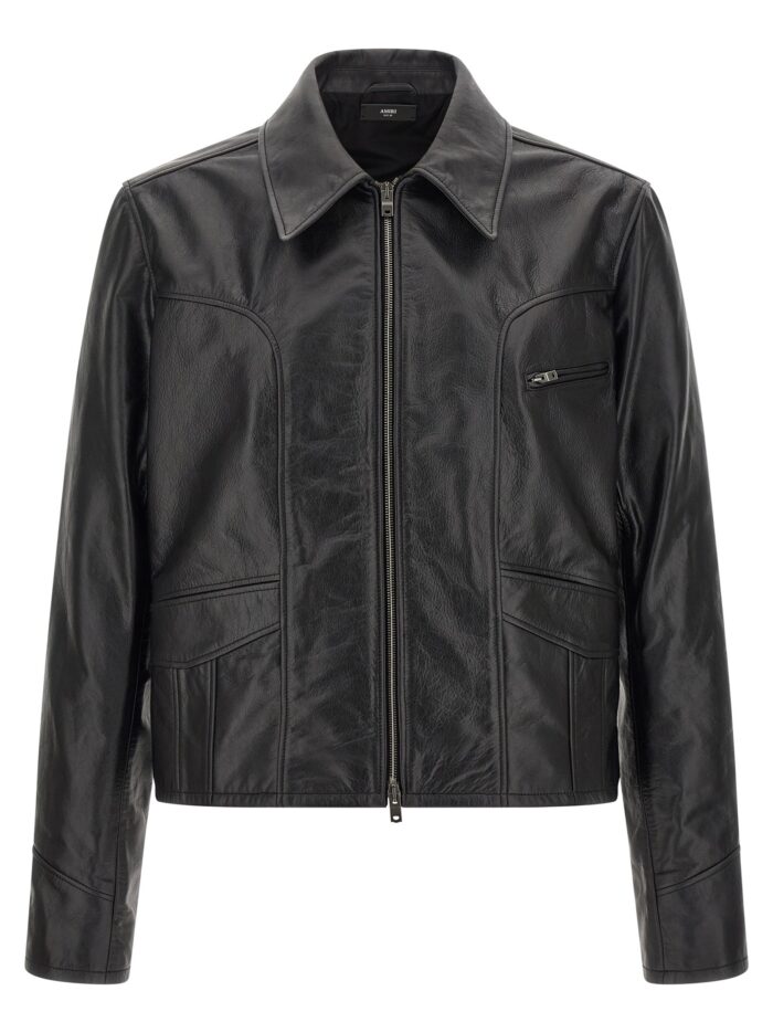 amiri leather jacket with zip AMIRI Leather Jacket With Zip