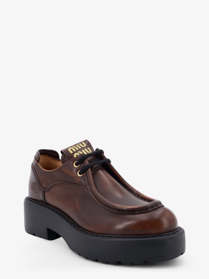 Miu Miu Leather Lace-up With Front Lettering Logo