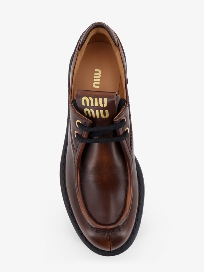Miu Miu Leather Lace-up With Front Lettering Logo
