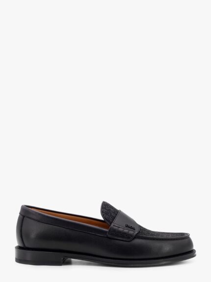 Leather Loafer With Dior Oblique Canvas Motif