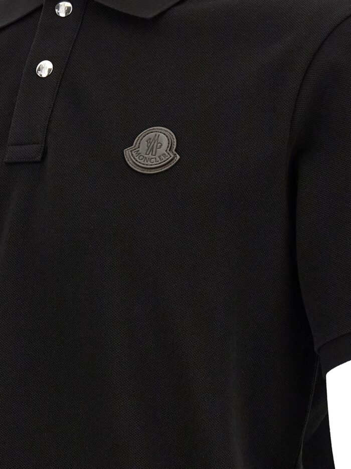 Moncler Leather Logo Patch Polo Shirt