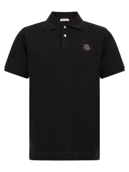 Moncler Leather Logo Patch Polo Shirt