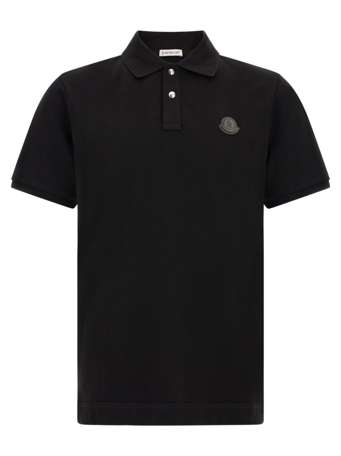 Moncler Leather Logo Patch Polo Shirt