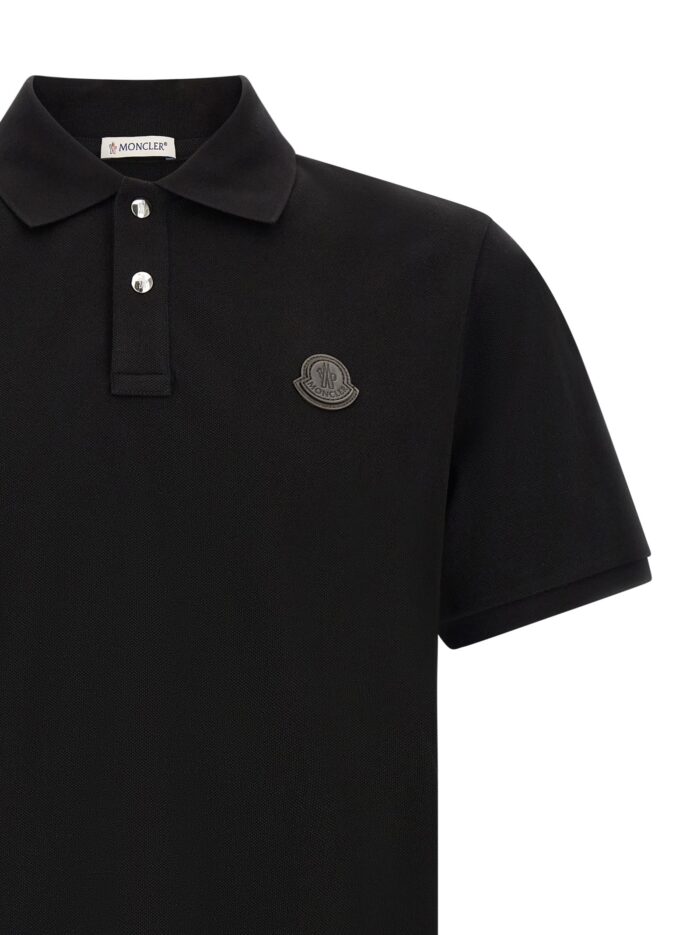Moncler Leather Logo Patch Polo Shirt