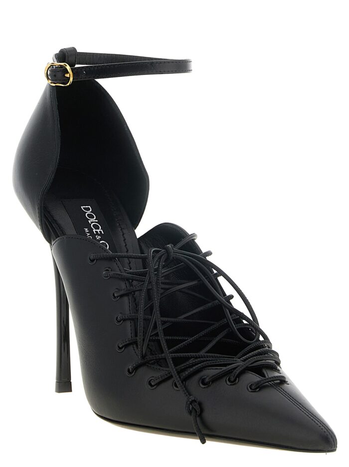 DOLCE&GABBANA Leather Pumps With Lace-Up