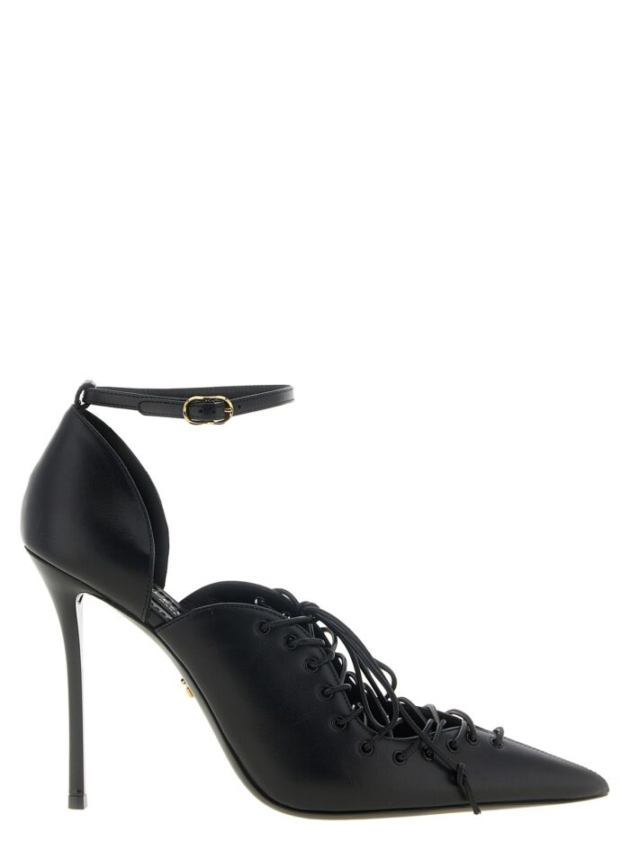 dolce&gabbana leather pumps with lace up DOLCE&GABBANA Leather Pumps With Lace-Up