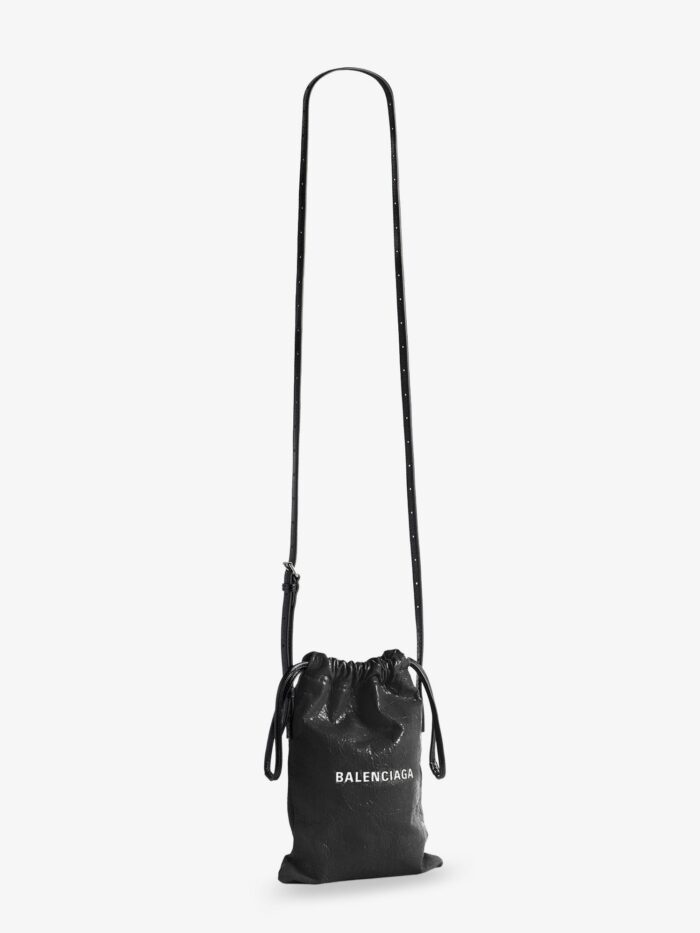 Balenciaga Leather Shopper Phone Holder With Lettering Logo On The Front