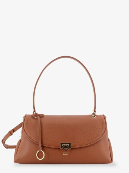Ferragamo Leather Shoulder Bag With Gancini Detail