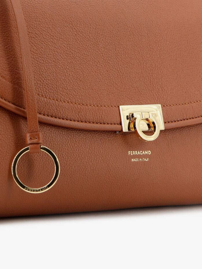 Ferragamo Leather Shoulder Bag With Gancini Detail