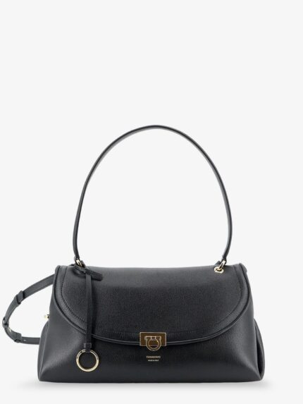 Ferragamo Leather Shoulder Bag With Gancini Detail
