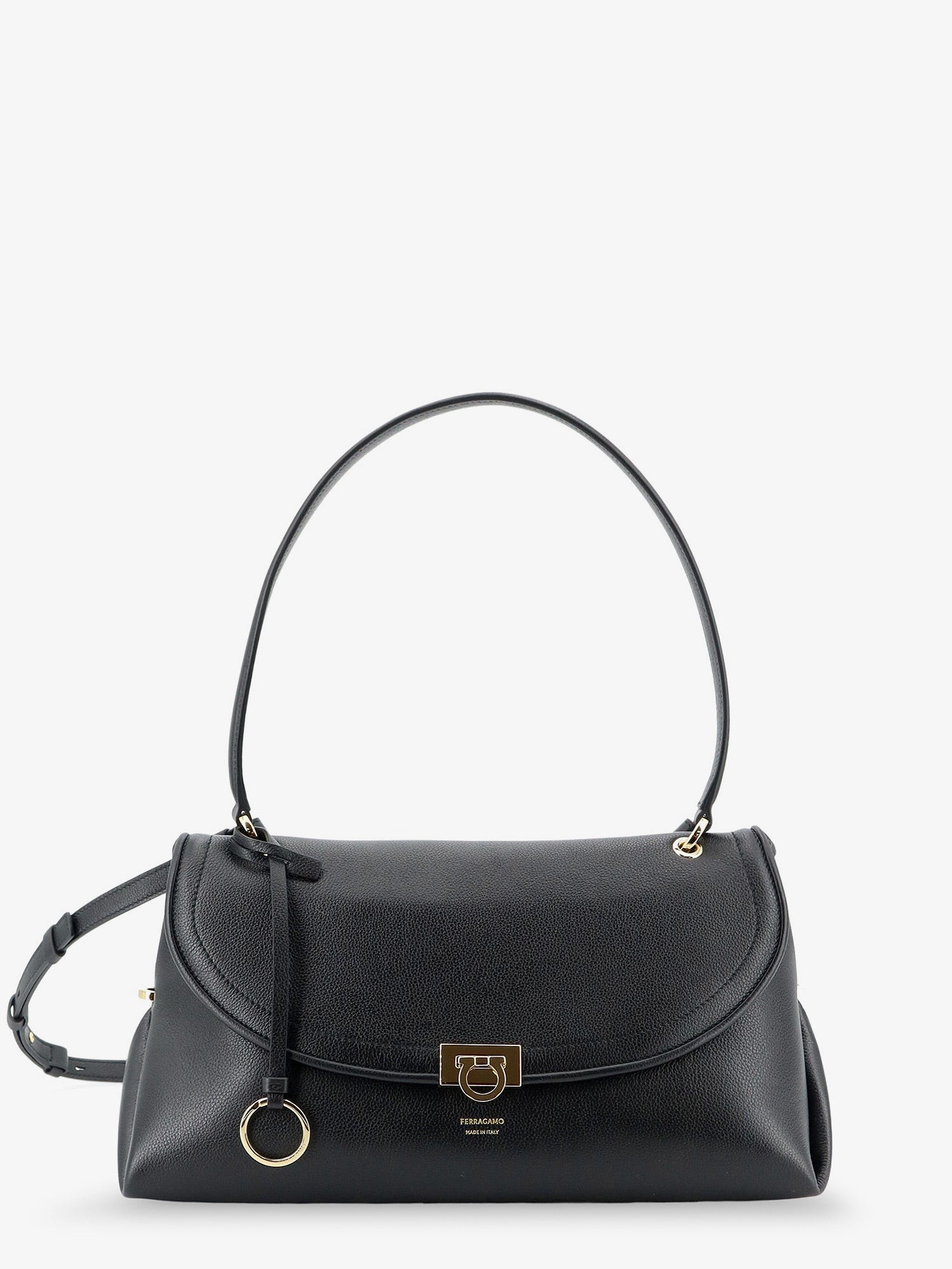 Ferragamo Leather Shoulder Bag With Gancini Detail