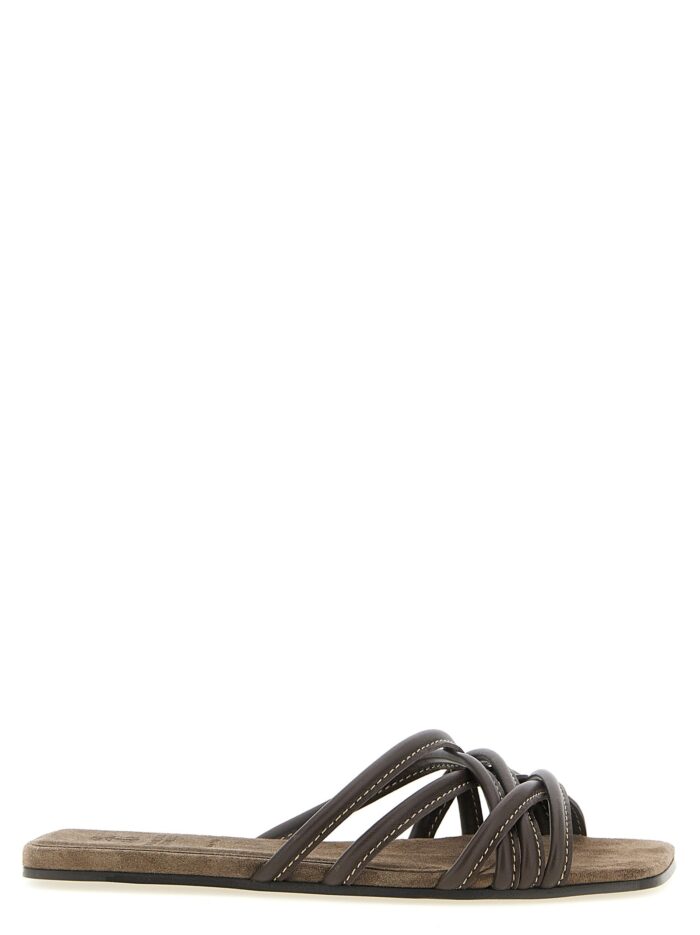 brunello cucinelli leather slides Brunello Cucinelli Leather Slides
