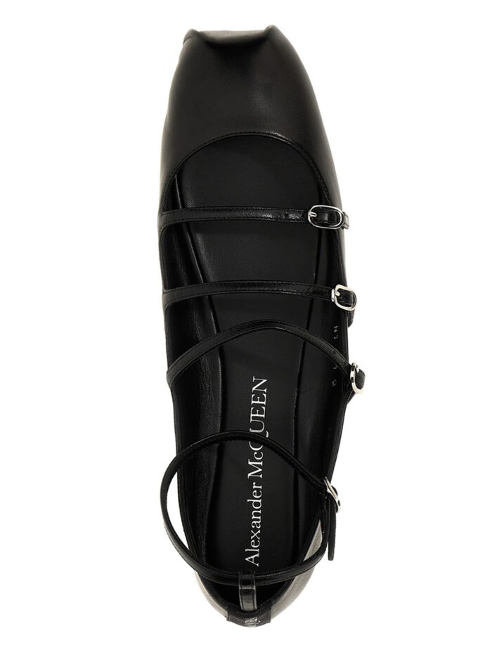 MCQUEEN Leather Strap Ballet Flats