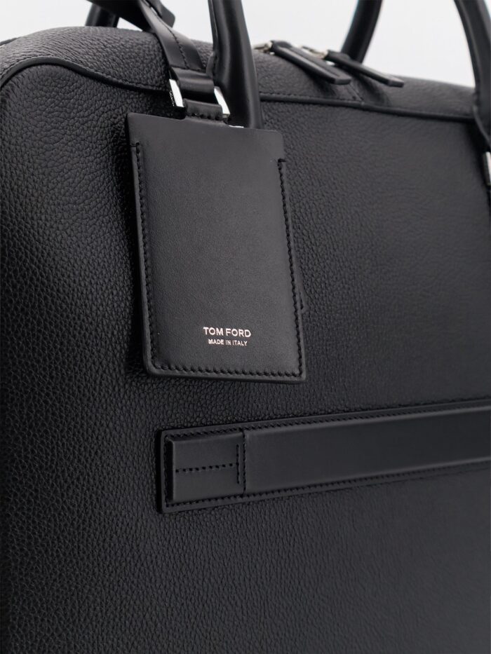 Tom Ford Leather Work Bag With Front Lettering Logo