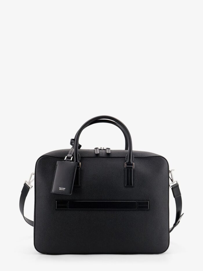 TOM FORD Leather Work Bag With Front Lettering Logo