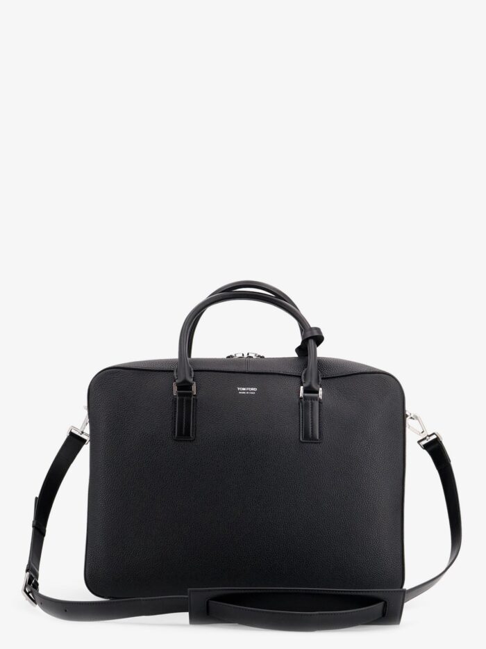 Tom Ford Leather Work Bag With Front Lettering Logo