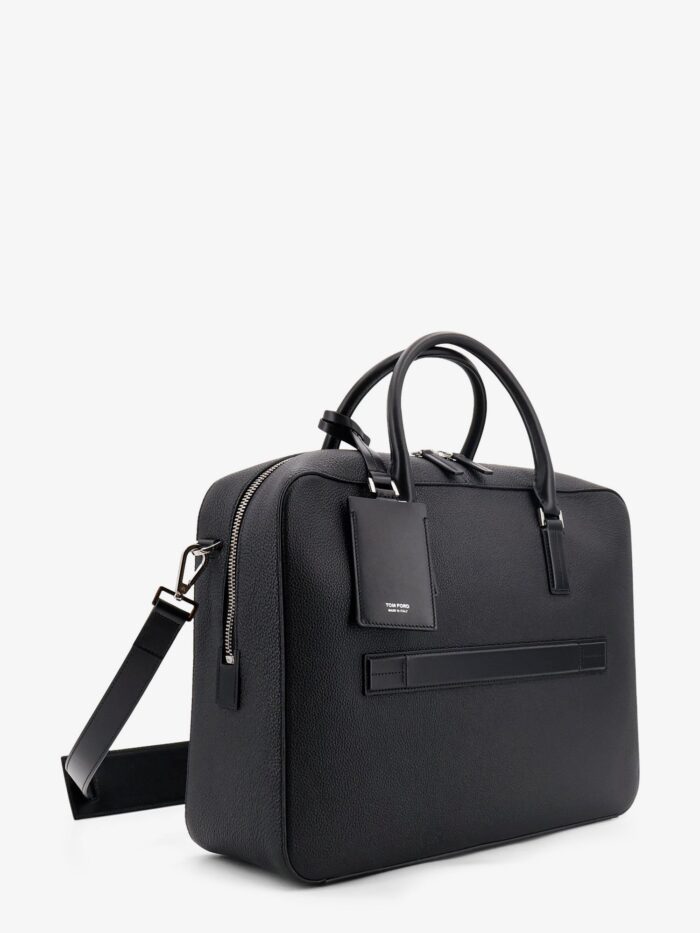 Tom Ford Leather Work Bag With Front Lettering Logo