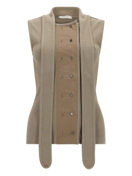 LEMAIRE ASYMMETRICAL RIBBED TOP WITH SCARF