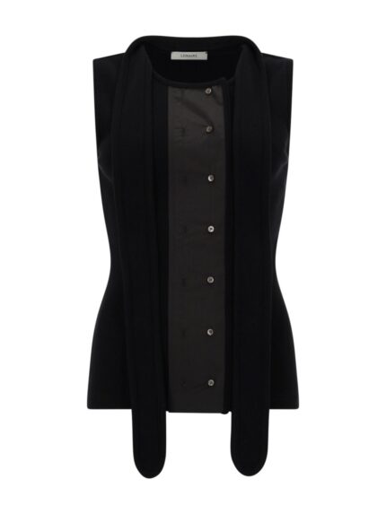 LEMAIRE ASYMMETRICAL RIBBED TOP WITH SCARF