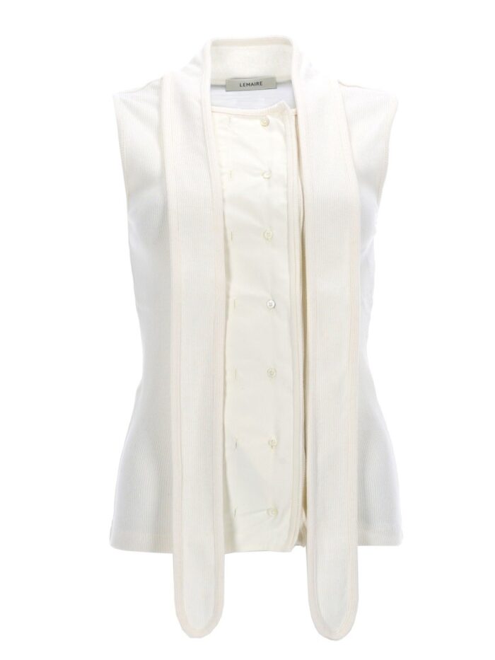 LEMAIRE ASYMMETRICAL RIBBED TOP WITH SCARF