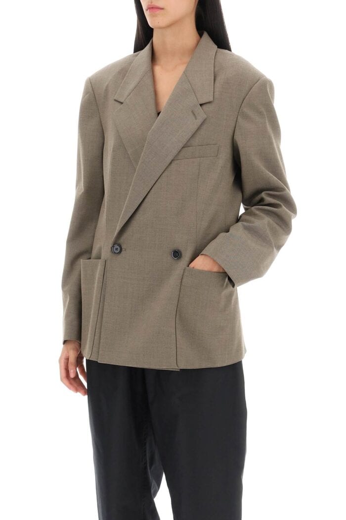 Lemaire Double-breasted Blazer In Tropical Poly Wool